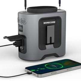 MORECORE 14500mAh Rechargeable Waist Fan with 67H Run Time, 5 Speeds & Flashlight with Rotatable Clamp, Wearable Personal Clip Fan, Hands-free Belt Fan for Outdoor Work Jobsite Farms Fishing-Grey