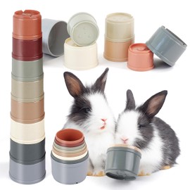 HIIMALEX 8-Pcs Bunny Toys Stacking Cups for Rabbit Foraging and Play Bunny Essential Toys Safe Plastic Accessories for Small Animals Rabbits