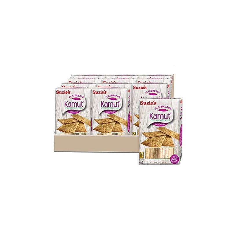 Suzie's Kamut Flatbreads with Rosemary, 4.5 Ounce Boxes (Pack of