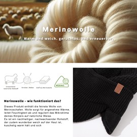 TOP-EX Unisex Waterproof Winter 50% Merino Wool Knitted Hat with Visor and Ear Flaps, Warm Fleece Lining, Ideal for Cold Weather and Outdoor Sports, Black_Waterproof