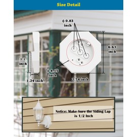 Siding Mounting Block, 8141 White Outdoor Light Mounting Kit with Built-in Electrical Box, Vinyl Siding Block for 1/2 inch Double, 1 Pack