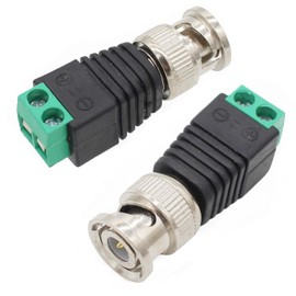 AIMHDUTY BNC Male Connector 10-Pack, BNC Male Balun Adapter to 2 Screw Terminal Solerless Adapter for Vedio Transmit CAT5/6 to CCTV Suvelliance Camera System