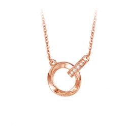 Auriselle Rhinestone Necklace Women's Eternity Infinity Mobius Double Ring Pendant Chain Rhinestones Shiny Necklace Chains Adjustable Length Jewellery Gift Item Girls Silver/Rose Gold, Alloys