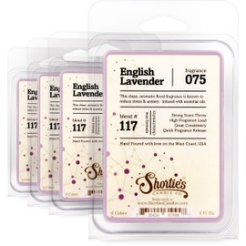 Shortie's Candle Company Pure English Lavender Wax Melts Bulk Pack - Formula 117-4 Highly Scented Bars - Made with Essential & Natural Oils - Flower & Floral Air Freshener Cubes Collection
