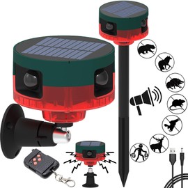 Solar Outdoor Motion Sensor Alarm,with Upgraded 360° Motion Detector Alarm, 129db Loud Siren, and Remote Keep Unwanted Explorers at Bay
