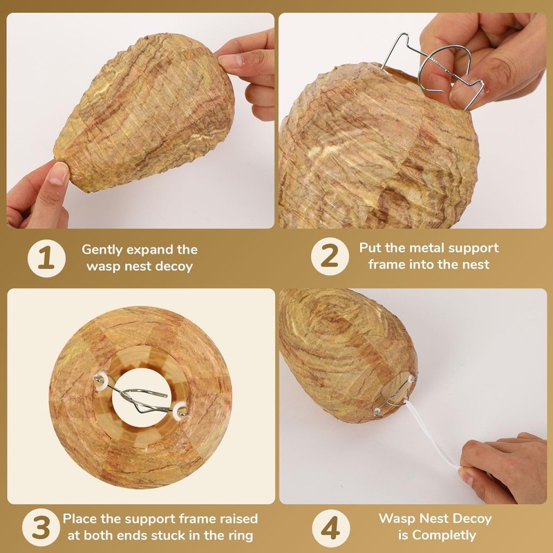DECYOOL Mini Size Paper Wasp Nest Decoy Hanging Fake Wasp