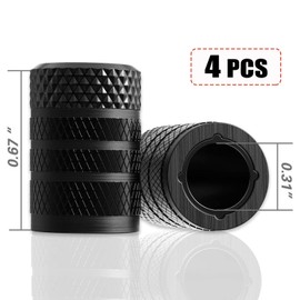 Tire Valve Stem Caps, Black, 4 pcs/Pack, Anodized Aluminium Tire Valve Cap Set, Corrosion Resistant, Universal Stem Covers for Cars Trucks Motorcycles SUVs and Bikes (Black)