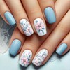 24Pcs Flower Pattern Design Press on Nails, Acrylic Full Cover