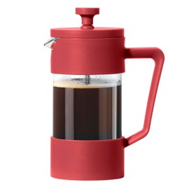 Oggi French Press Coffee Maker (12oz)- Borosilicate Glass, Coffee Press, Single Cup French Press, 3 cup Capacity, Brick Red