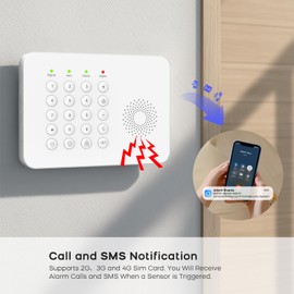 YBJ Alarm System for Home Security,DIY Wireless Home Alarm System with Door and Motion Sensors,Smart Keypad,No Subscription Fee (13-Piece Kit)