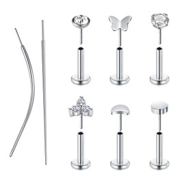 MODRSA Nose Studs Threadless Nose Stud 20g Flat Back Nose Stud 20g Cartilage Earring Flat Back Earrings Flatback Nose Stud 20 gauge Nose Rings Push in Nose Stud Helix Conch Earring Studs for Women 6mm