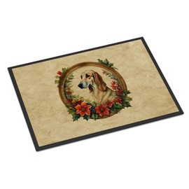 Caroline's Treasures DAC2421MAT Saluki Christmas Flowers Doormat Front Door Mat Indoor Outdoor Rugs for Entryway, Non Slip Washable Low Pile, 18H X 27W