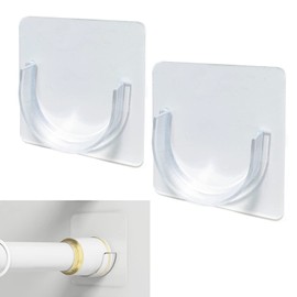 Venupple Shower Rod Holder, 4 Packs Tension Curtain Rod Bracket No Drilling, Adhesive Shower Rod Retainer Shower Curtain Rod Holder | Shower Curtain Rod not Included Transparent