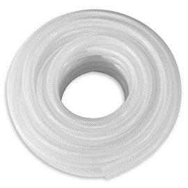 DAVCO 1" ID × 1-19/64" OD - 10 ft Heavy Duty Braided Clear Plastic Vinyl Tubing, Flexible High Pressure Reinforced PVC Vinyl Tube Hose, Non-toxic, BPA Free
