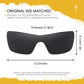 AOZAN ANSI Z87.1 Replacement Lenses Compatible with Oakley Batwolf OO9101 Sunglasses, Onyx Black - Polarised
