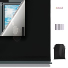 Blackout Fabric Window 100% Opaque, 300 x 150 cm Blackout Film for Windows, Blackout Sun Protection Window Interior Outer, Window Blackout No Drilling Dark Blackout Roller Blind