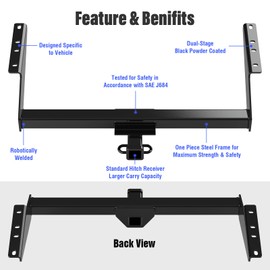 APS Rear Trailer Hitch, 2 inch Towing Hitch Receiver Class 3 Hitch Cover Included Compatible with Chevy Astro GMC Safari All 1985-2005