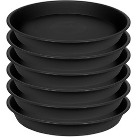 Angde 6 Packs of Plant Saucer Tray 6 inch, 4 5 6 8 10 12 14 16 18 20 inch Heavy Duty Plastic Drip Trays Saucers for Indoors Outdoor Garden, Flower Pot Drainage Tray, Plate for Planter 5-7" (6", Black)