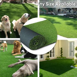 Shuonuo Thick Realistic Artificial Grass Astroturf, 0.8" Height Realistic Synthetic Grass 1FTX46FT, Drainage Holes Indoor Outdoor Pet Faux Fake Grass Rug Carpet for Garden Backyard Patio Balcony