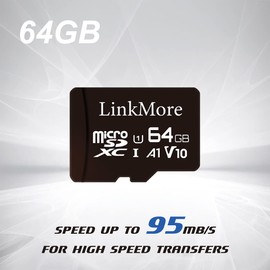 LinkMore 64GB MicroSDXC Card with U1/A1 / V10 / SD Adapter (Read up to 95MB/s)