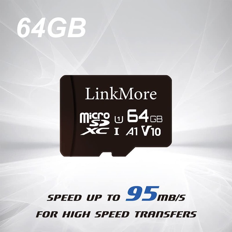 LinkMore 64GB MicroSDXC Card with U1/A1 / V10 / SD