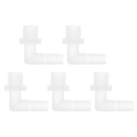 RATCHROLL 5 Pcs Plastic Hose Barb Fitting 3/8" Hose Barb G3/8 Male NPT Elbow Barbed Adapter Clear PP