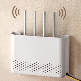PZPIUGY Wireless WiFi Router Storage Boxes Cable Wire Holder Wall Hanging Plug Board Storage Shelf Router Shelf Wall Mounted WiFi Router (30 x 6 x 22 cm)