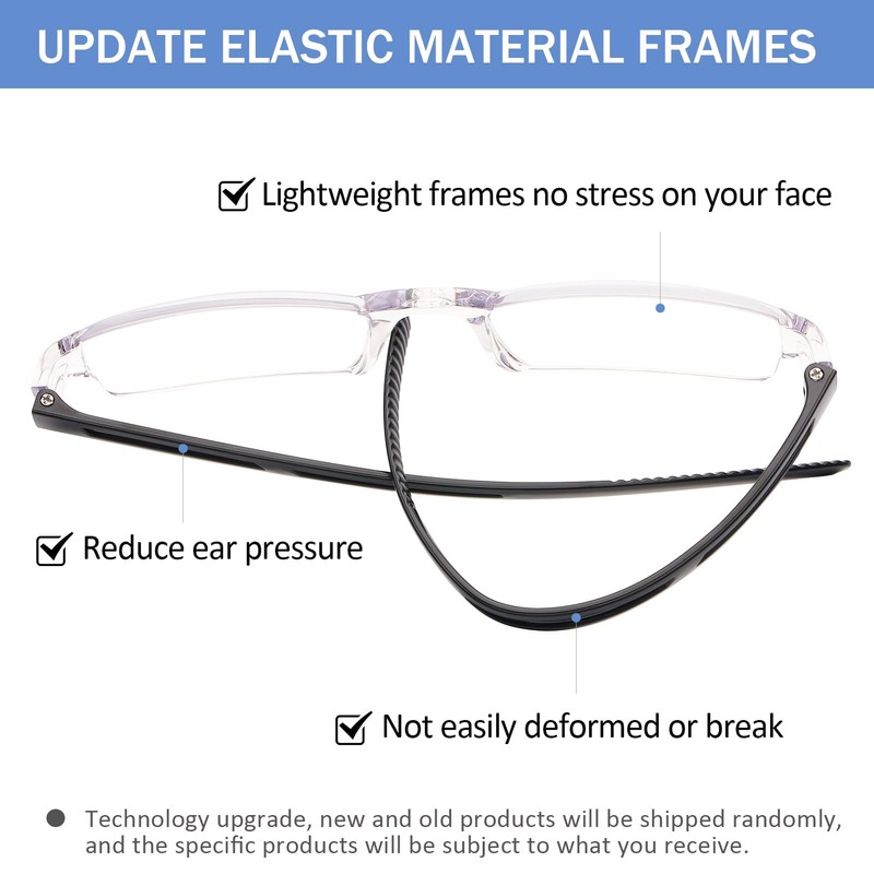 AQWANO Clear Frame Reading Glasses, 5 Pack Frameless Readers Computer