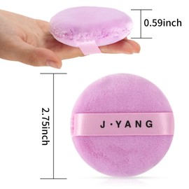 J.YANG 3 Inch Color Powder Puff Washable Large Body Powder Puff Velour Body Powder Puff Soft & Furry 6PCS (Purple)