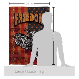 Breeze Decor HS111001-BO-02 Motorcycle Americana Patriotic Decorative Vertical House Flag Set, 28"x 40" w/Flagpole, Multi-Color