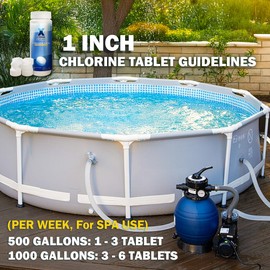 XtremeClear 1" Chlorine Tabs Swimming Pool Hot Tub & Spa Eliminate Bacteria & Algae Sanitizer Makes Water Clean & Crystal Clear Slow Dissolving 1.5lbs