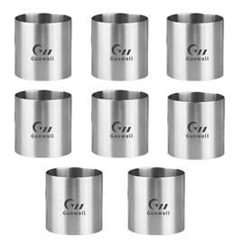 Guowall - 8 anillos de pastel sin costuras para hornear moldes de acero inoxidable, tamaño pequeño, redondo, cortador de repostería, 2 pulgadas