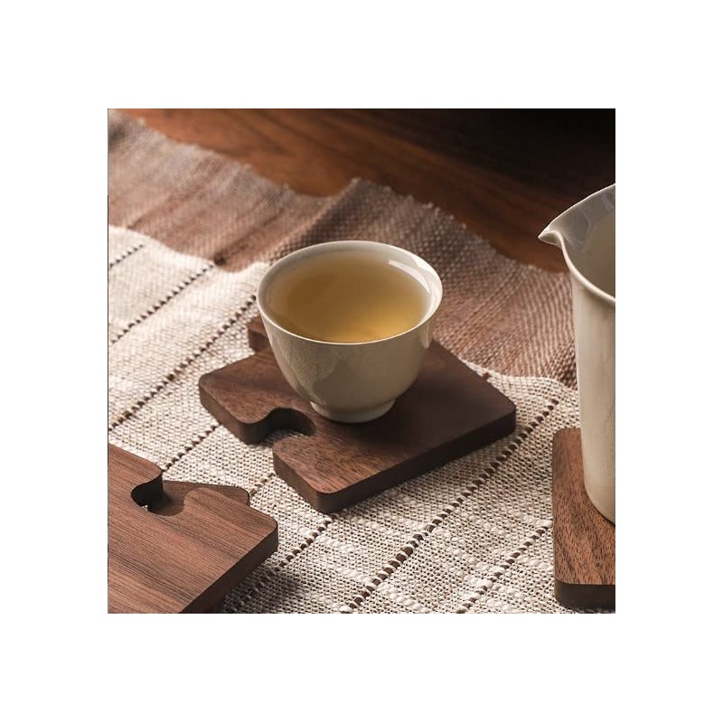 [Set of 4] Wooden Puzzle, Trivet, Tea Holder, Wooden Coaster,