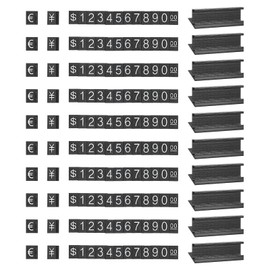 PATIKIL Price Cube Display Price Blocks Adjustable Removable Number Price Stand Black Counter Price Display for Retail White on Black, Hundred Digit, 10 Set