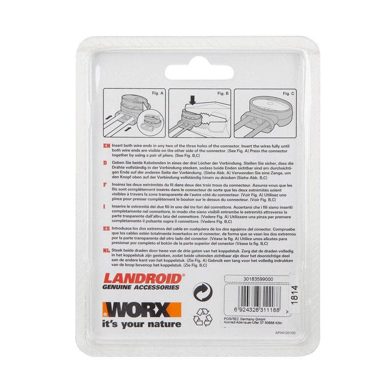 Worx WA0198 5X Cable Connectors for Land Roid Mähroboter Blue