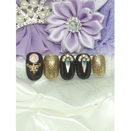 Queen coronation handmade nail tips - Long Almond / 여왕즉위식 수제네일팁 - 롱아몬드