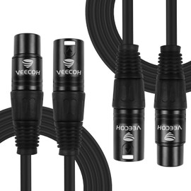 VEECOH XLR Cable 6ft 2Pack Microphone Cable with 3 Pin XLR Male to Female Balanced Mic Cable