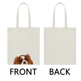 WIRESTER Reusable Canvas Tote Bag for Women Girls, Beach Bag, Grocery Shopping Bag, Shoulder Bag, Travel Tote Bag - Cavalier King Charles Spaniels Dog