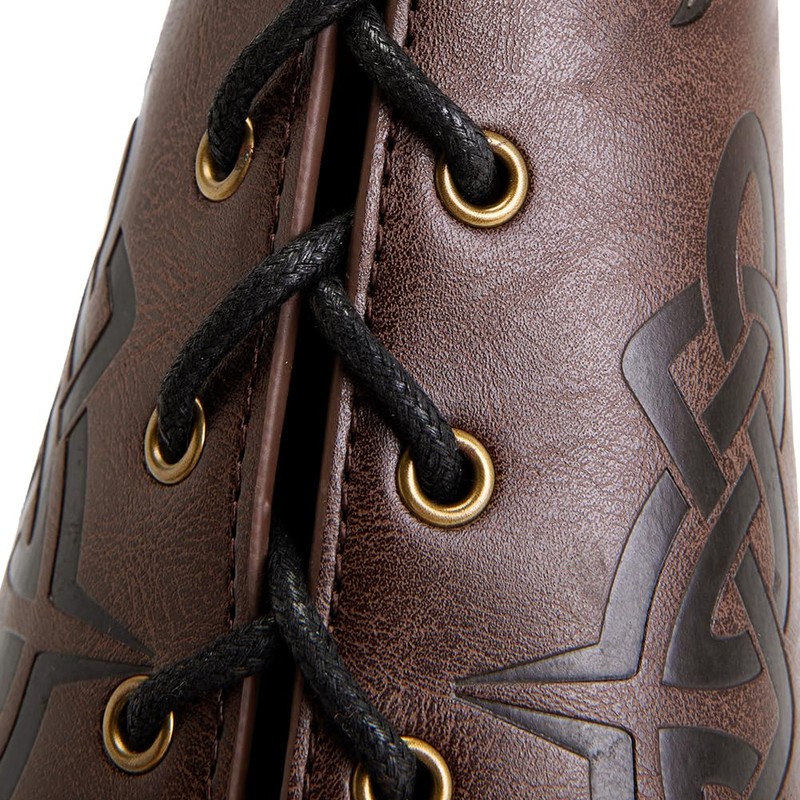 HOEACXY Leather Bracers for Men Viking Embossed Tree Bracers Medieval