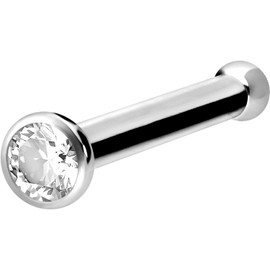 PIERCINGLINE Titanium Nose Stud with Sparkling Crystal Nose Piercing in 5 Colours, Titanium