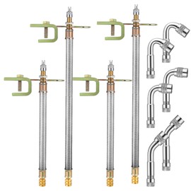 10 PCS Stainless Steel Dually Valve Stem extender, Includes 4 Dual Tire Valve Extension (7”,12”) and 6 Valve Extender Adaptor(45°,90°,135°) for Cars Trucks Motorhome Trailer Rv Trailer Vehicle
