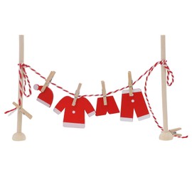 Gnome Accessories Christmas - Gnome Clothing Miniature - Miniature - Clothes Airer - Set, with Wooden Santa Hat, Wooden Santa Top and Wooden Santa Shorts