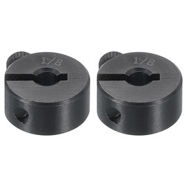 QUARKZMAN Pack of 2 Single Split Shaft Clamp 1/8 Inch Bore One-piece Clamp Collar, 1/2 Inch Outer Diameter, 1/4 Inch Thickness, Black Oxide Steel Set Screw Collar Clamp
