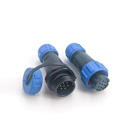 Elecbee SP13 Series 7 Pin Aviation Waterproof Connector, Industrial Aviation Plug Socket Circular Cable Connector IP68 Female Plug & Male Socket straight in Line Type One Pair with Waterproof Cover