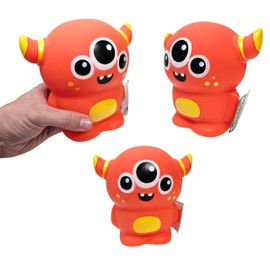 Zugar Land Big Rubber Monster Collectibles (Orange Monster) (6 Inch) Fun Unique Designs Make Noise When Squeezed Assorted Colors (Orange Monster)