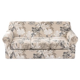 KRFOONN 4 Piece Stretch Sofa Couch Covers for 3 Cushion Couches Printed Sofa Slipcover with 3 Separate Seat Cushion Covers Washable Sofa Slip Covers Furniture Protector for Pets Kids (Large, 26)