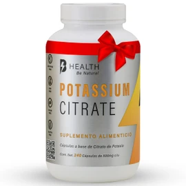 Citrato de potasio, 100% NATURAL, B Health Be Natural, Sin Azucar, Keto -240 cápsulas de 500 mg