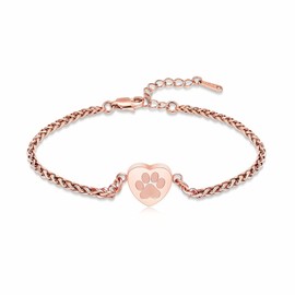 VCCWYQK Paw Print Heart Urn Bracelet for Ashes for Dog Cat Bangle Stainless Steel Memorial Keepsake Urn Jewelry for Pet Ashes (G-2)