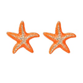 coadipress Starfish Earrings for Women Large Gold Statement Big Star Earrings Boho Beach Starfish Earring Summer Orange Starfish Shape Drop Earrings Fashion Beach Ear Jewelry Accessories (Orange)