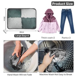 Large Packing Cubes 4 PCS, Large Suitcase Organiser Bags 4-Piece, Large Travel Bags Organiser 4 Pack (4PCS Large Grey)